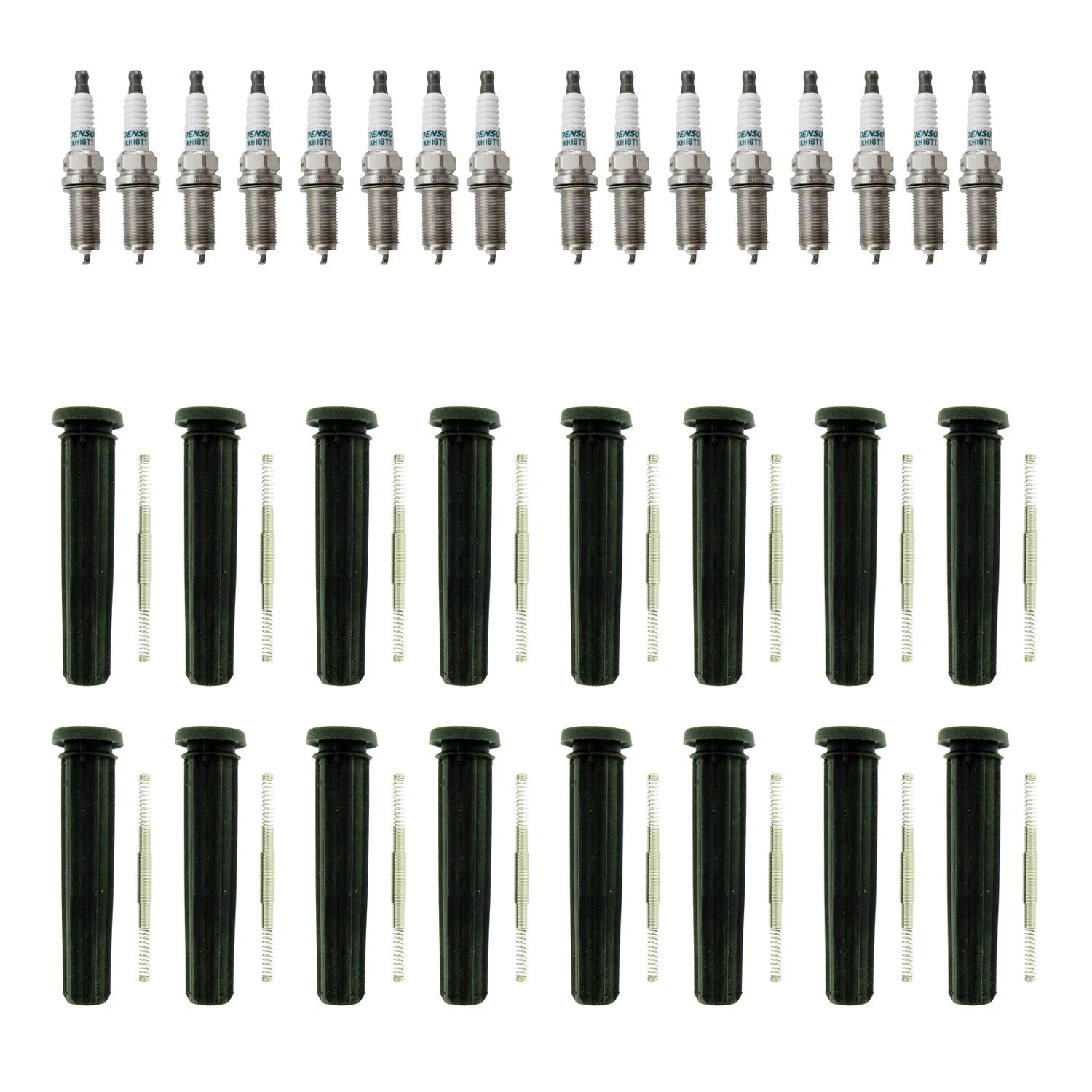 Denso 16 Iridium TT Plugs & NGK Ignition Coil Boots Kit for Aspen 300 Challenger (2007–2010)