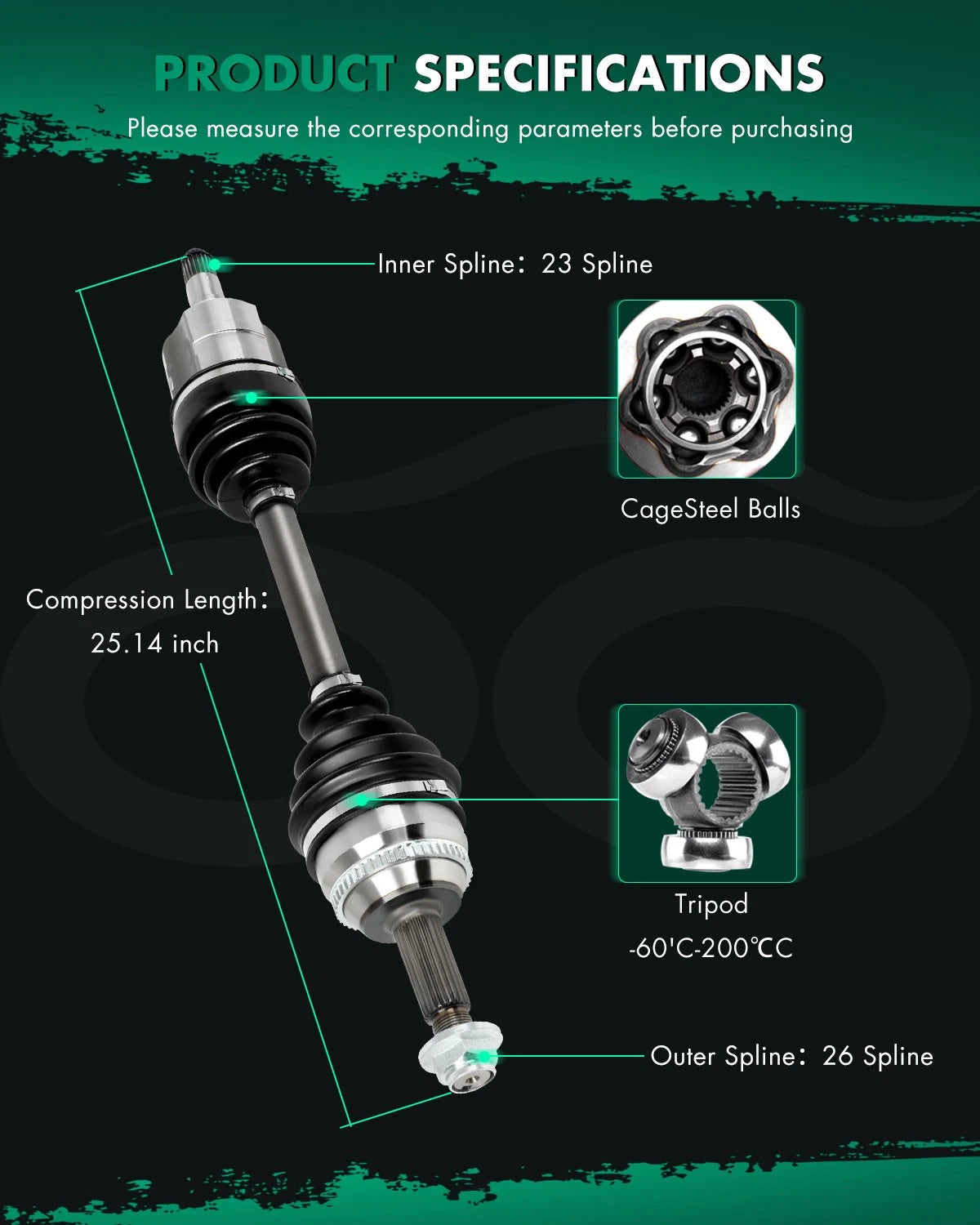 Front Left CV Axle Assembly for Toyota Corolla (2003–2008) 1.8L Automatic