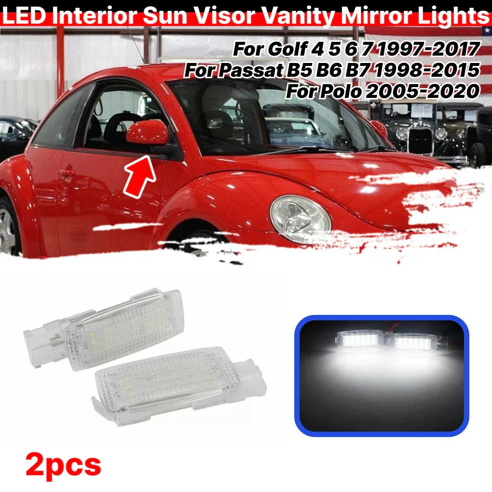 LED Sun Visor Vanity Mirror Light Lamp for Golf Passat Polo Scirocco Beetle