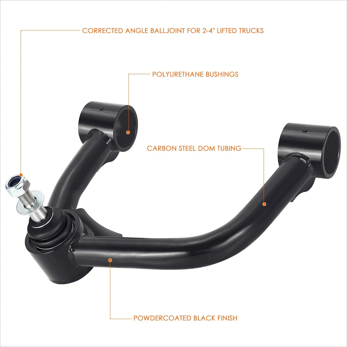 Set of 2 J2 Black Leveling Front Upper Control Arms for Tacoma (2005–2022)