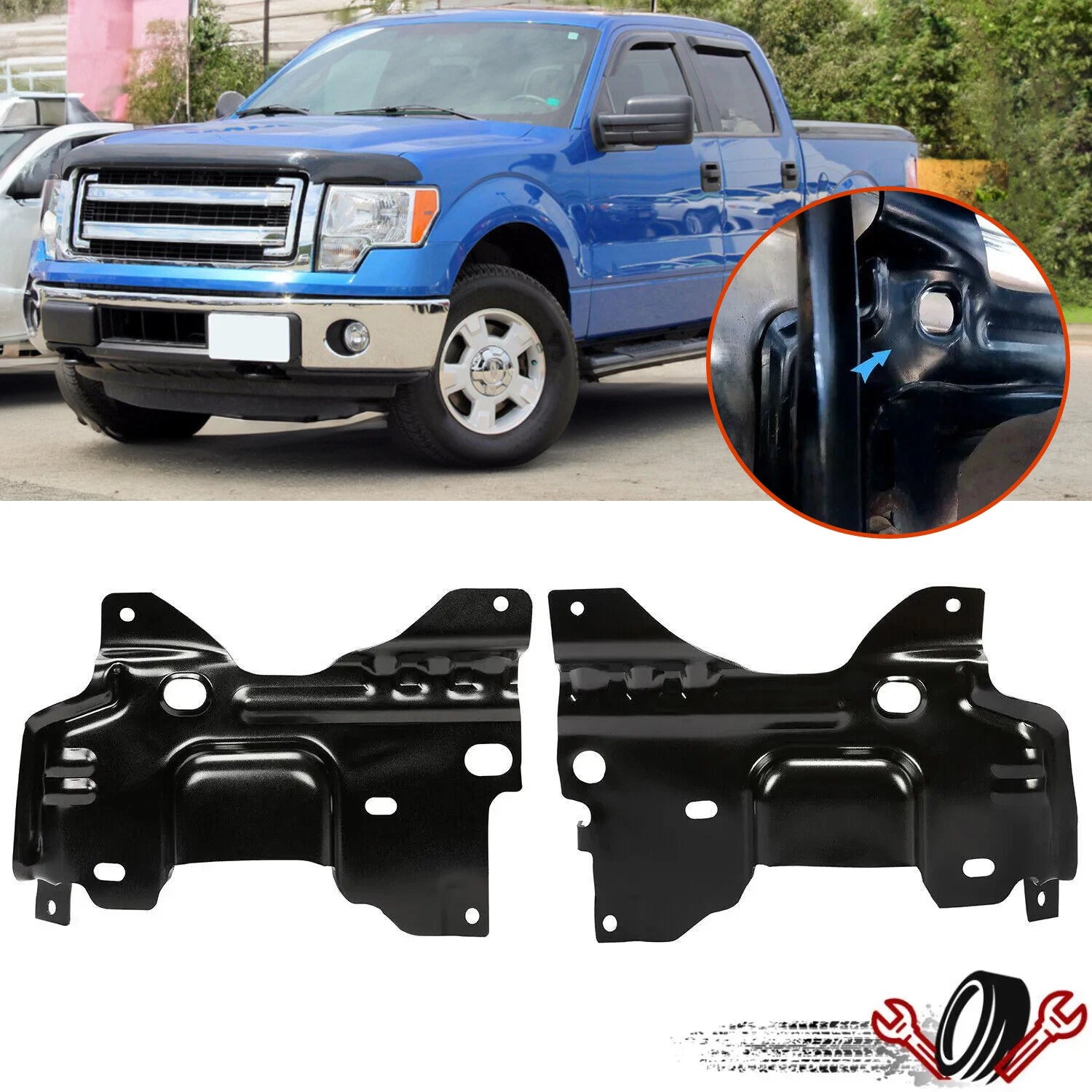 Set of 2 Bumper Brackets for Ford F-150 (2009–2014) Front Left & Right