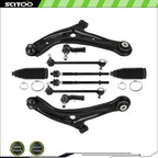 10Pcs Front Control Arm w/ Ball Joints Tie Rod End Sway Bar for Ford Fiesta (2011–2018)