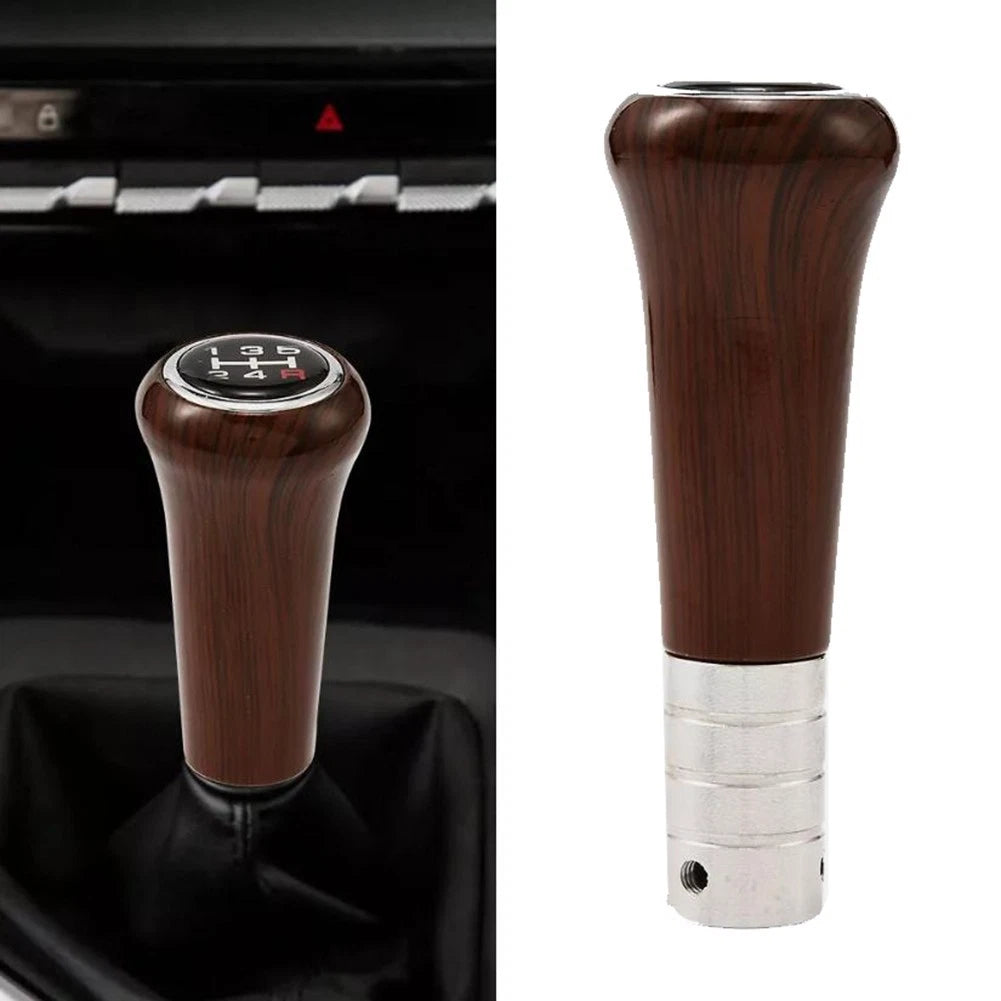 Gear Shifter Knob in Brown Wood Grain for Cars and Trucks (Universal Fit)