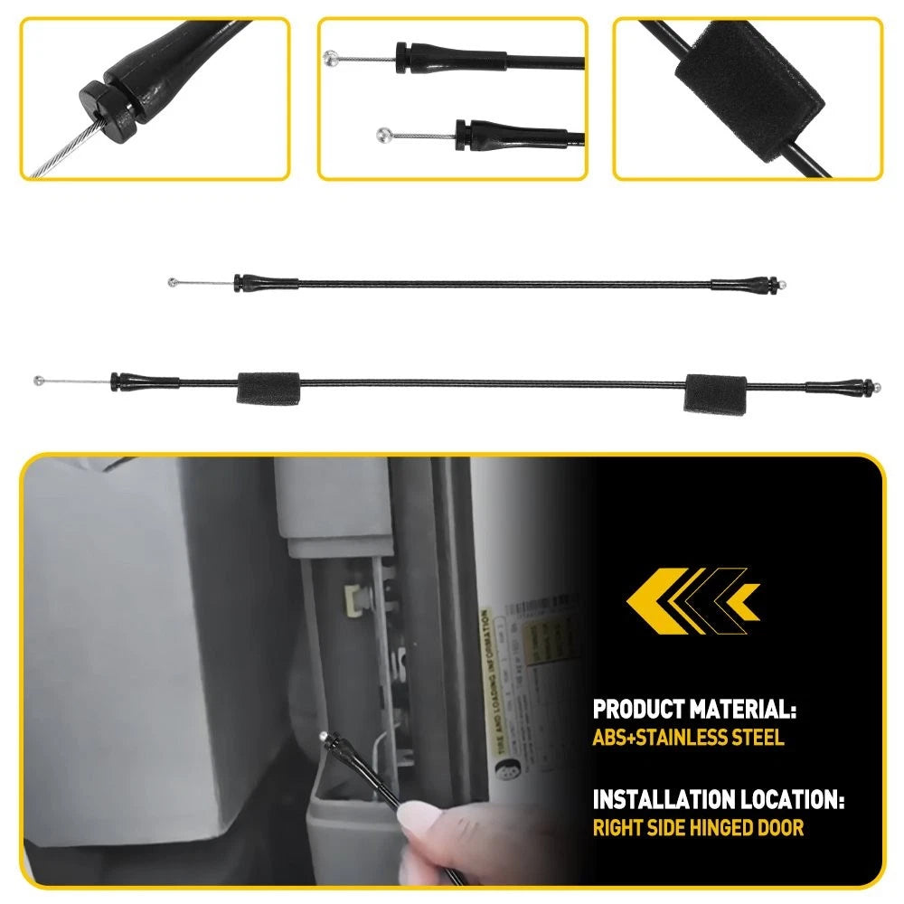 2X Right Hinged Door Latch Release Cable for Ford E150 E250 E350 (1992-2014)