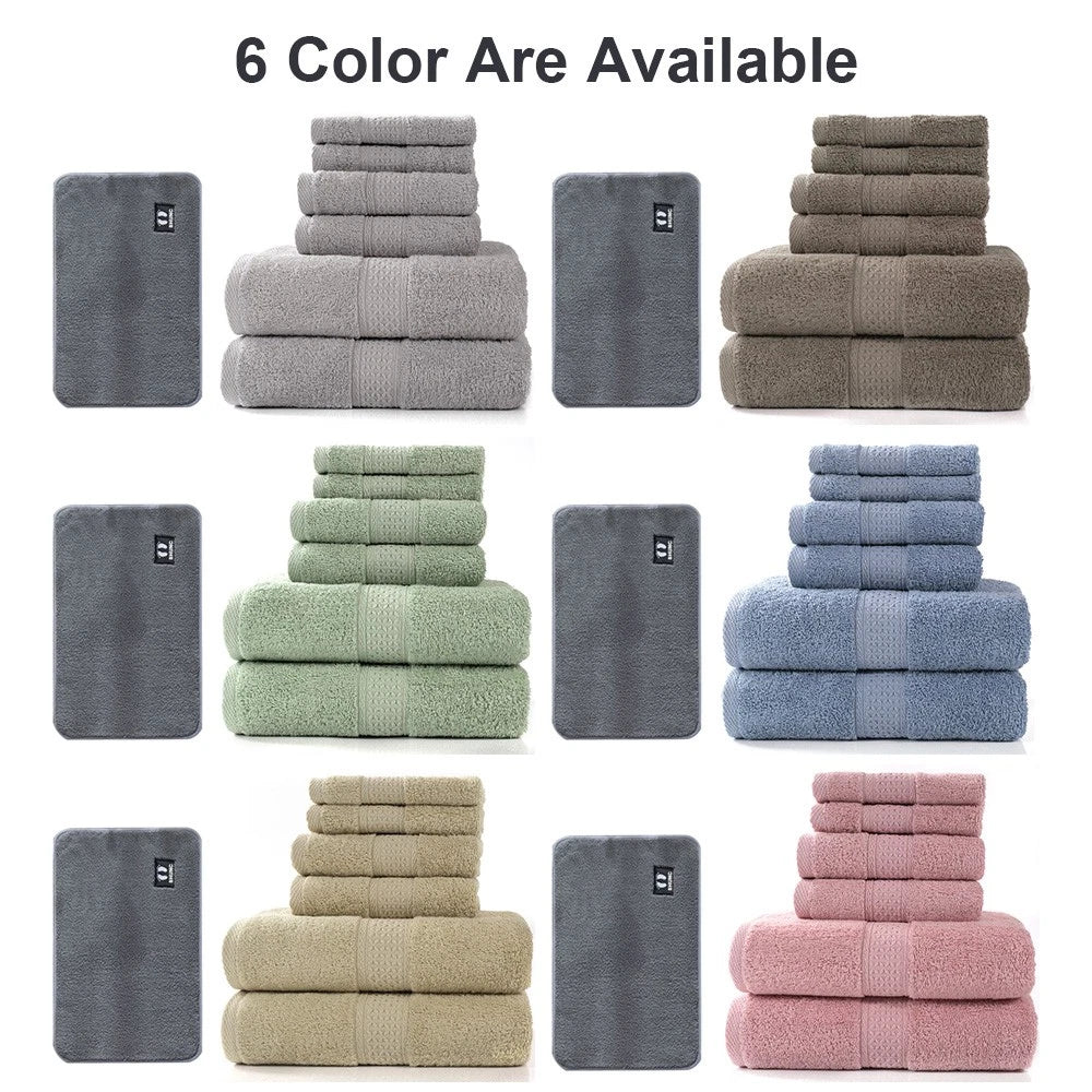 7-Piece Cotton Towel Set for Travel Swimming Spa - Light Brown