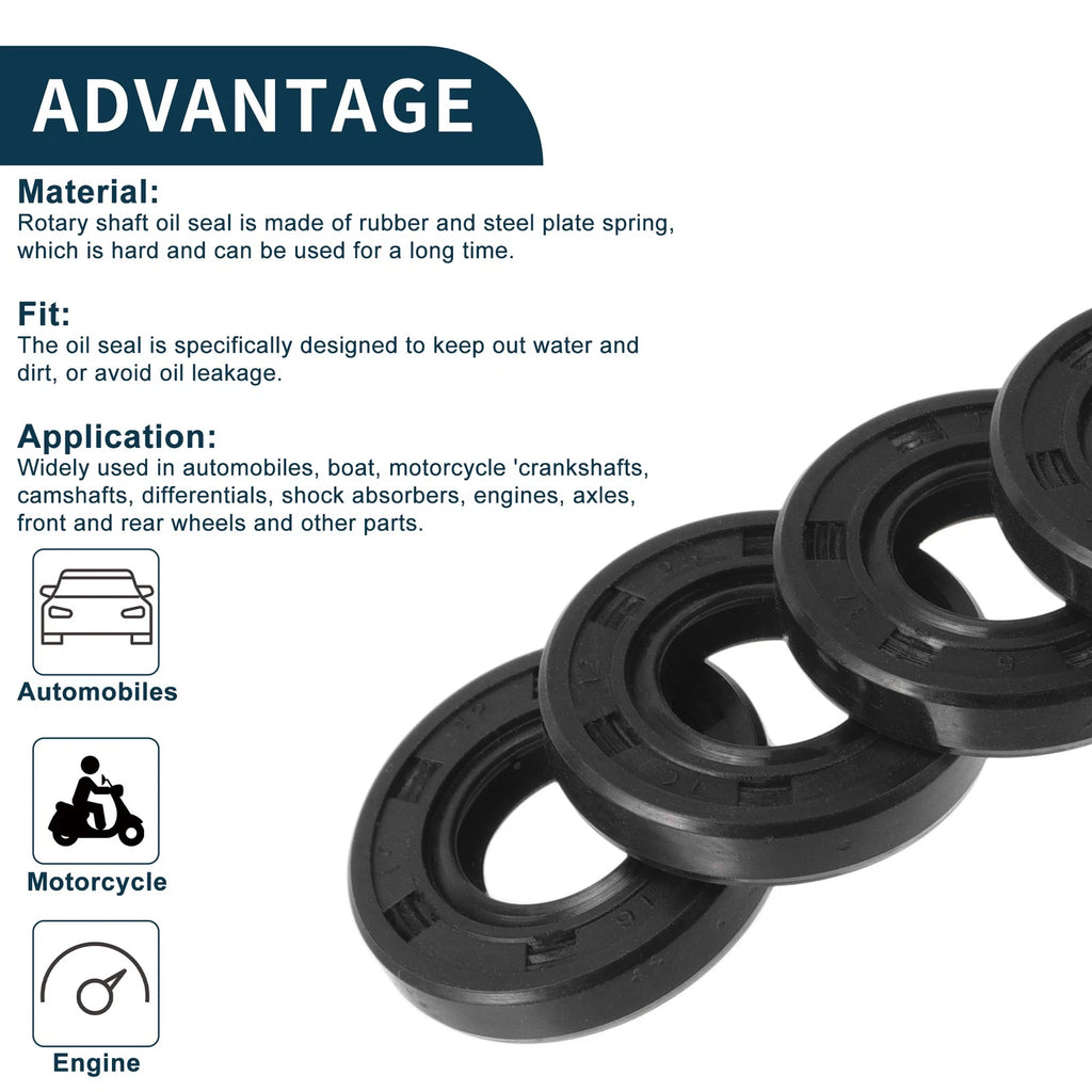 Set of 5 Oil Seal Rotary Shaft Seal NBR Rubber 12x25x5mm