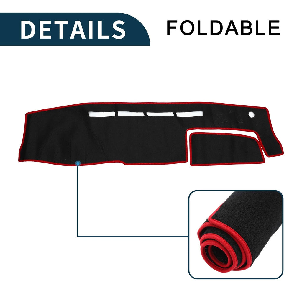 Dashboard Cover Mat for Toyota Hiace (2004–2024) with Sticker Black Red