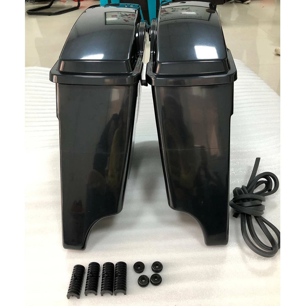 5" Stretched Extended Hard Saddle Bags for Harley Touring