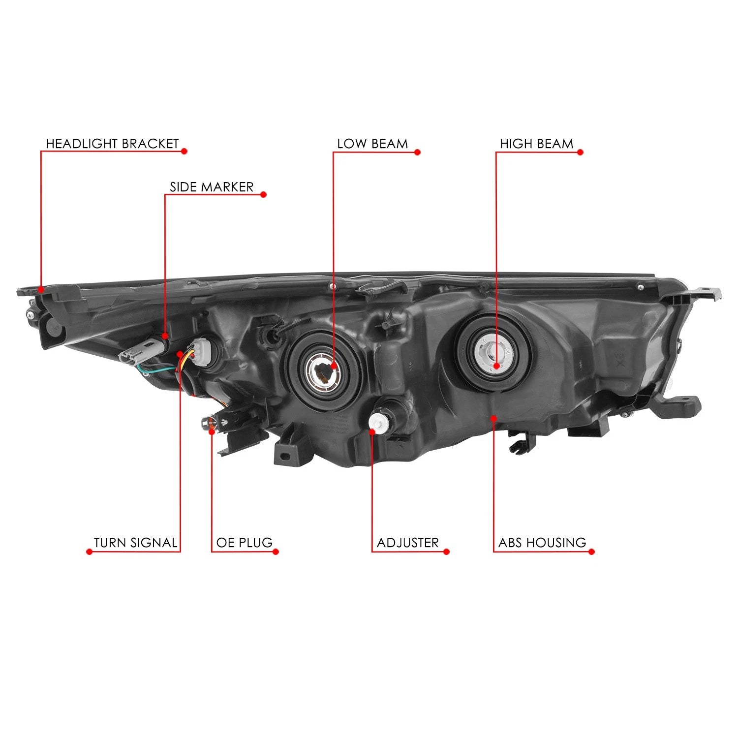 Chrome Housing Amber Corner Headlight Left for Toyota Highlander (2014–2016)