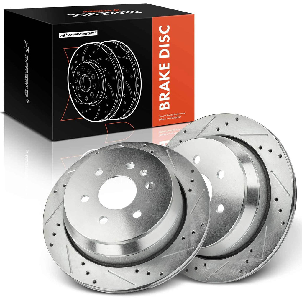Set of 2 Rear Drilled Brake Rotors for Chevy Colorado GMC (2015–2022)