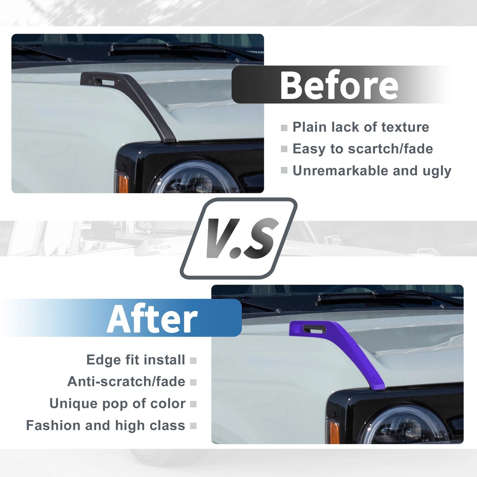 Engine Hood Hinge Cover for Ford Bronco (2021–2024) Purple Trail Sight Trim