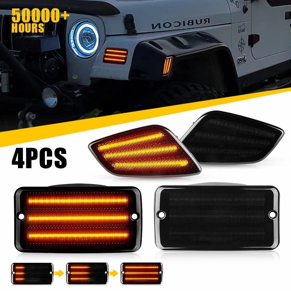 Dynamic Yellow LED Side Markers for Jeep Wrangler TJ (1997–2006)