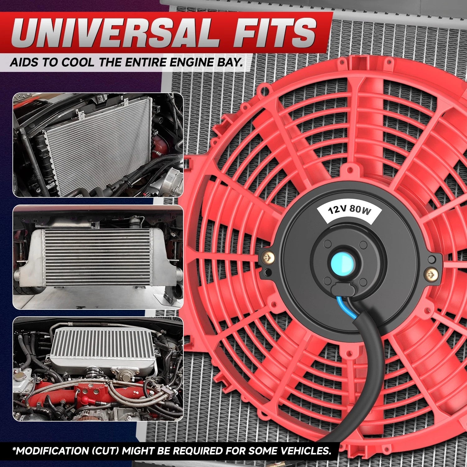 12" Electric Radiator Cooling Fan for Car/Truck + Brackets (Racing)