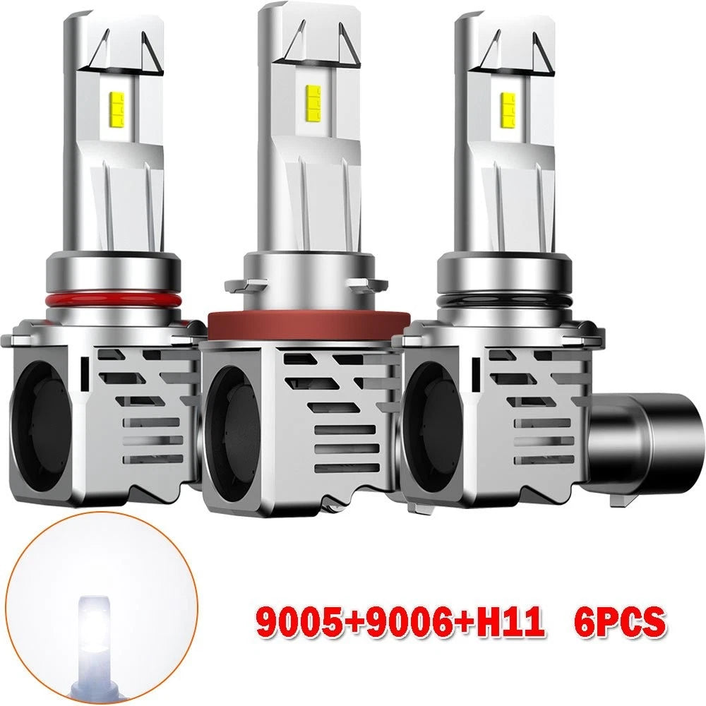 6X H11 9005 9006 LED Headlight Fog Light Kit for H (36000LM, Canbus)