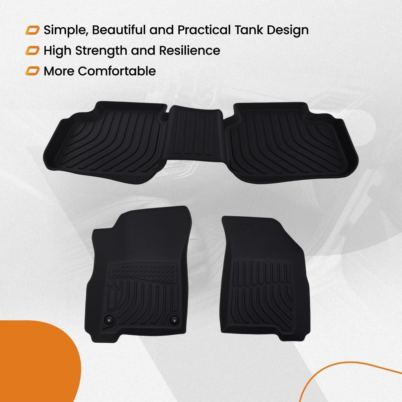 Set of 2 Black Floor Liner Mats for Dodge Journey (2011–2020) Waterproof