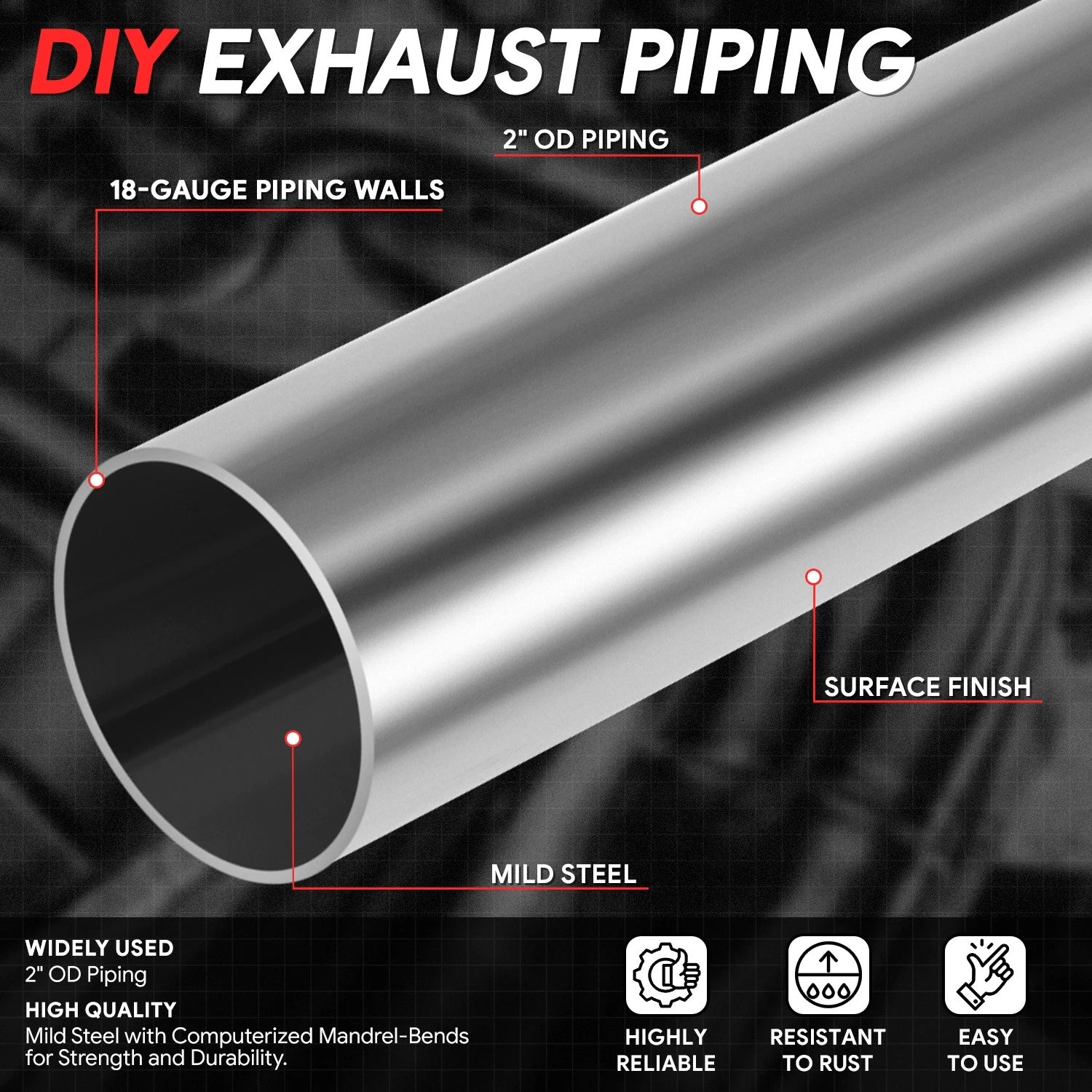2" OD Mild Steel 45&180 Degree U-Bend Exhaust Pipe for Custom Applications