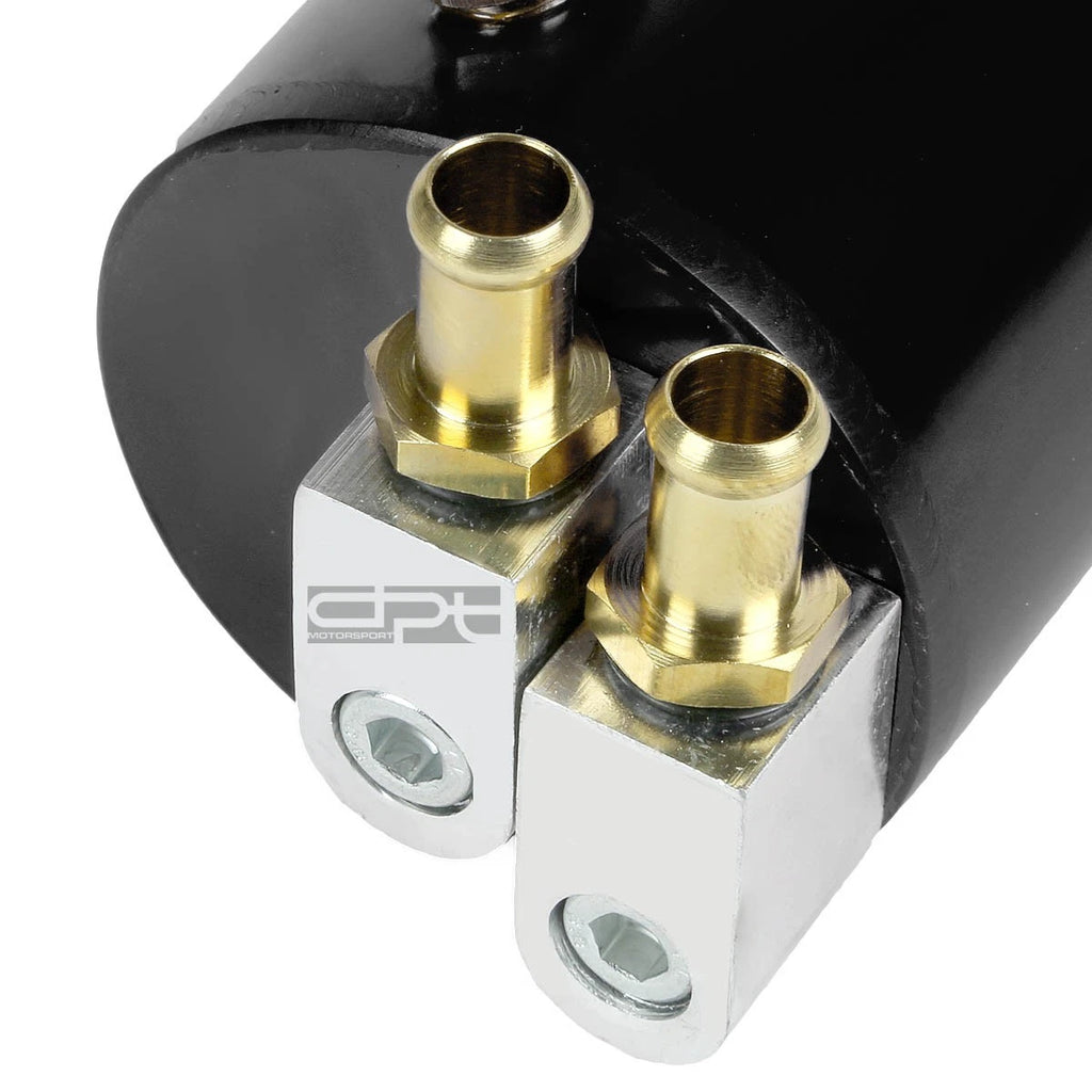 Billet Aluminum Round Black Engine Oil Catch Tank Reservoir for