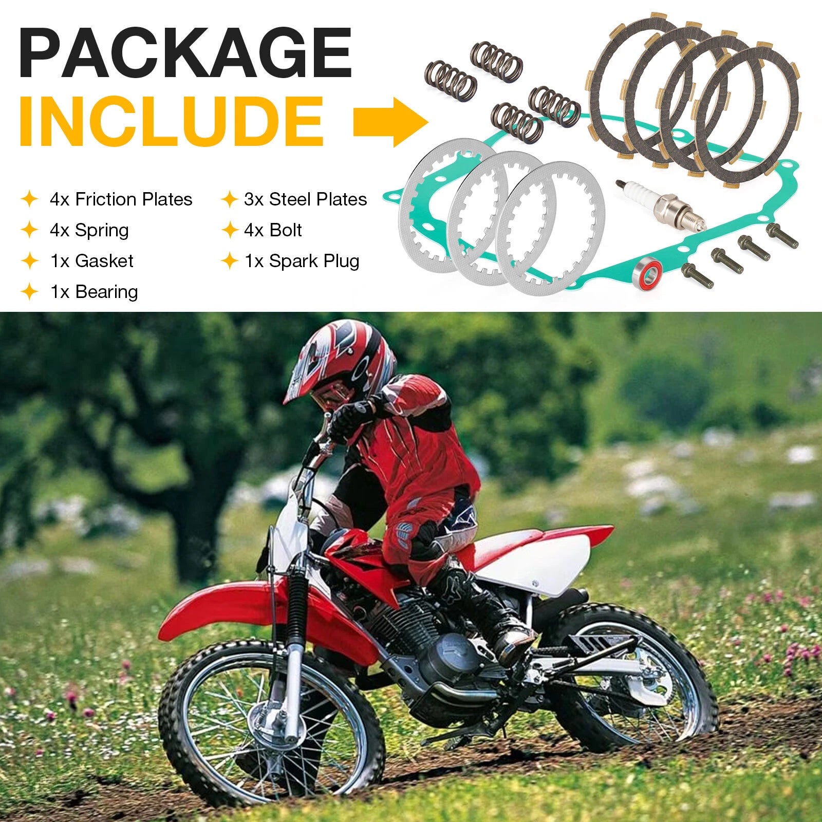 Clutch Friction Plates Gasket Kit for Honda XR80R XR100R (1987–2004)