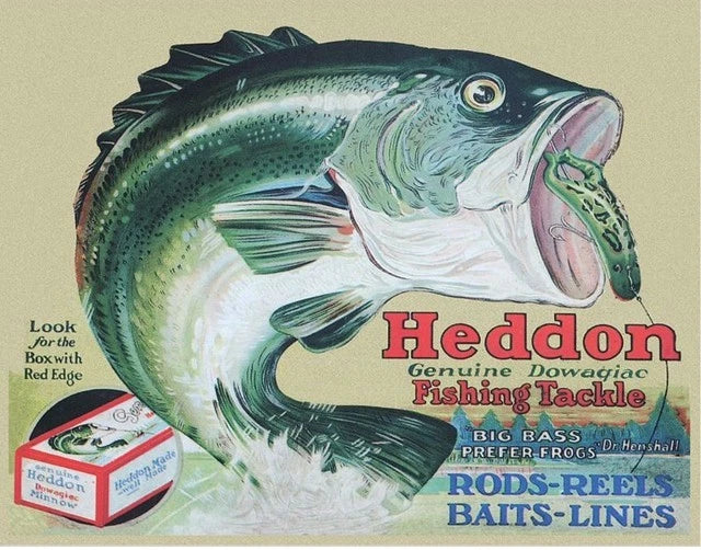 Frogs Tin Sign for Heddon Fishing Tackle (16 x 12.5) #1005