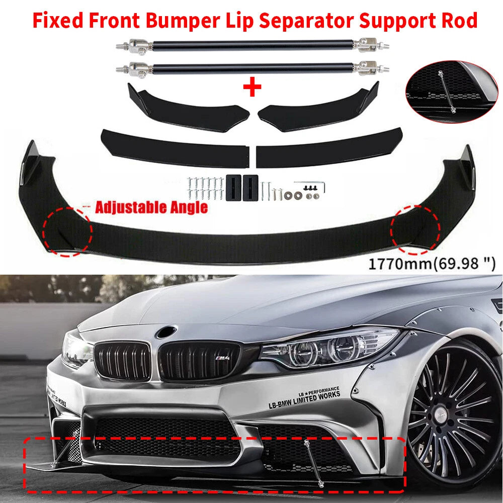 Glossy Black Front Bumper Spoiler Body Kit for Universal (Fits )