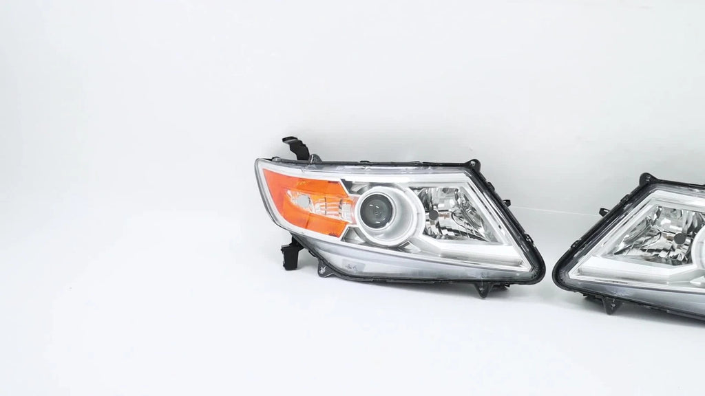 Set of 2 Halogen Front Headlights for Honda Odyssey (2011–2017) Chrome Amber