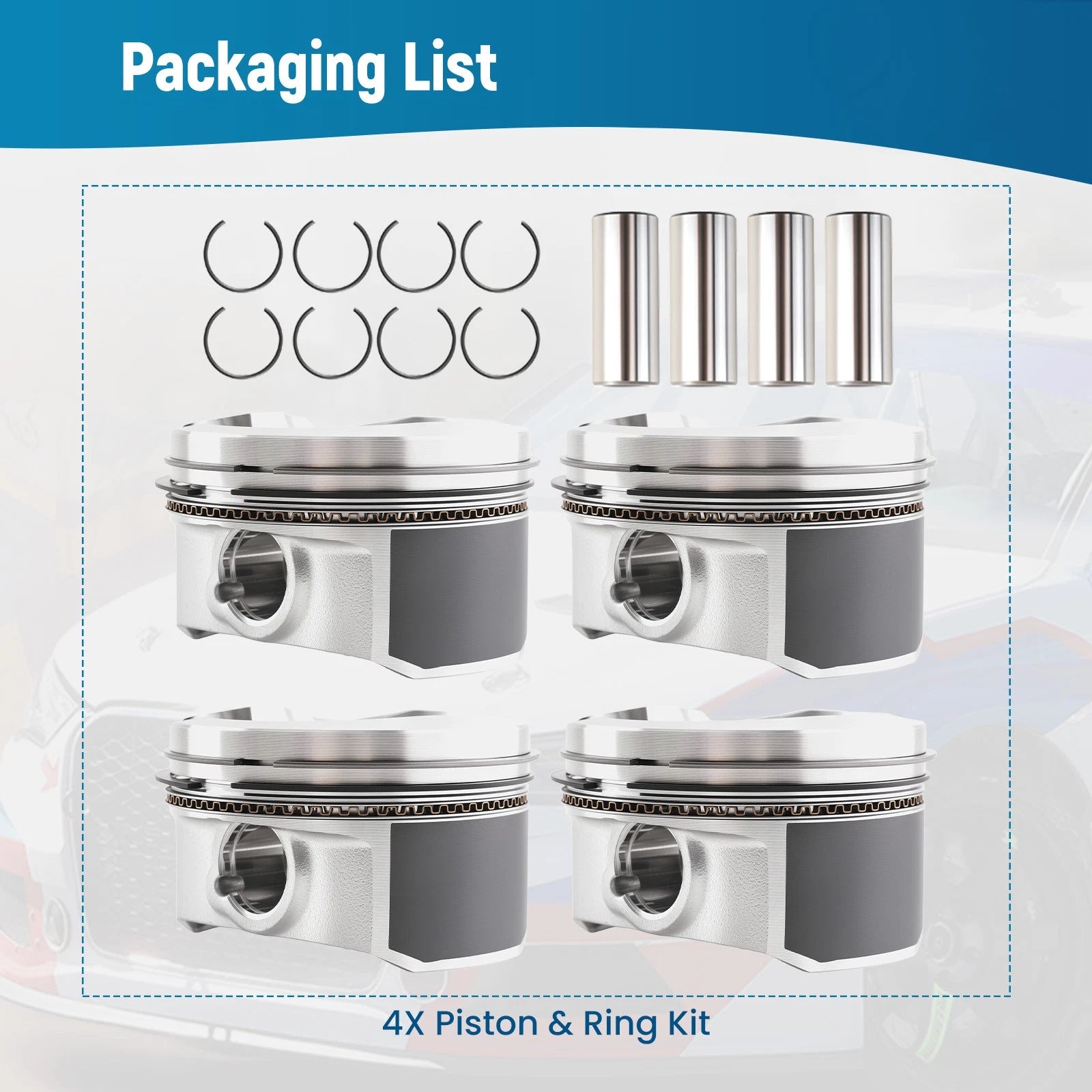 Complete Piston Kit for Toyota Corolla MR2 1.8L DOHC (1998–2008) 131010D040