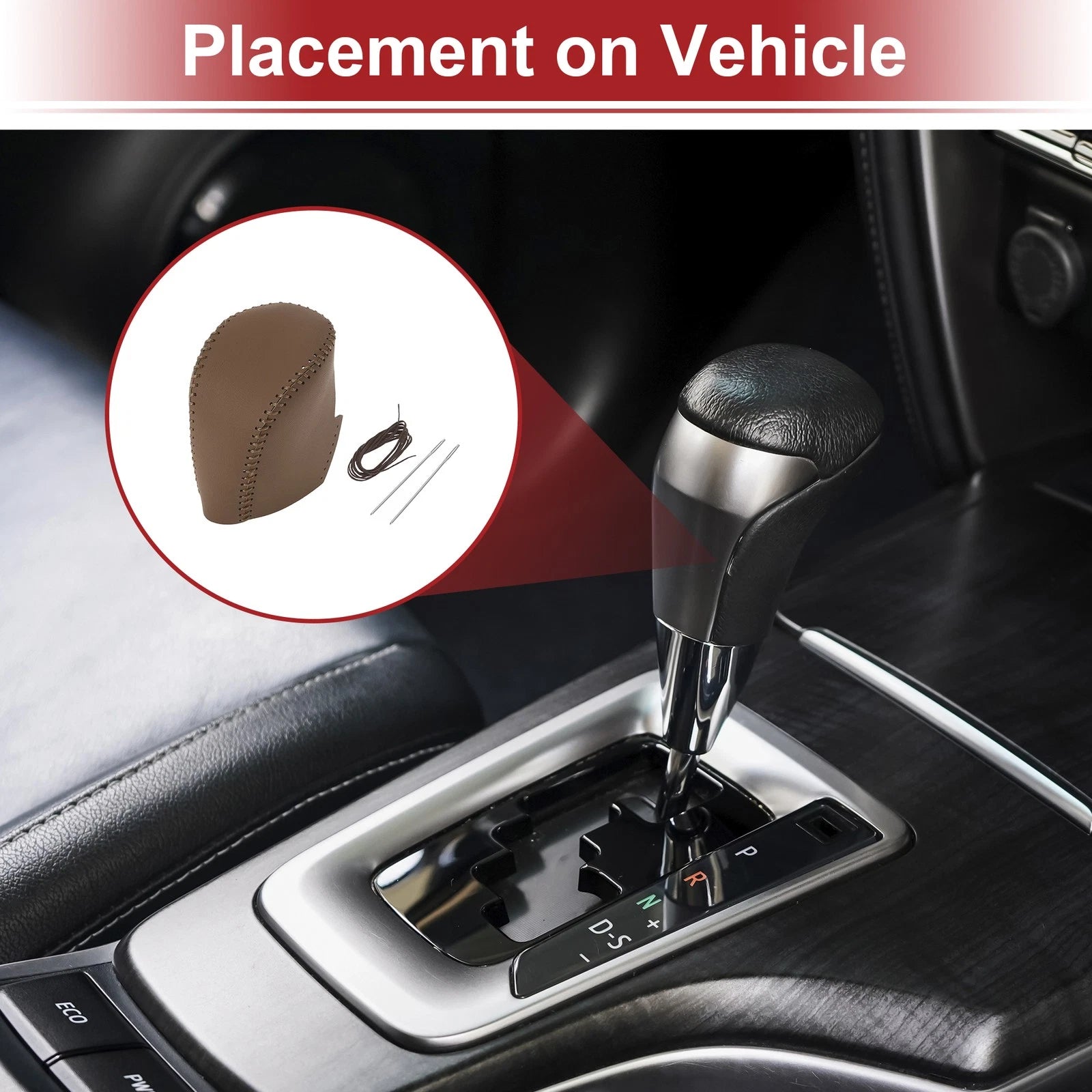 Gear Shift Knob Cover for Honda HR-V (2023–2024) Brown Faux Leather