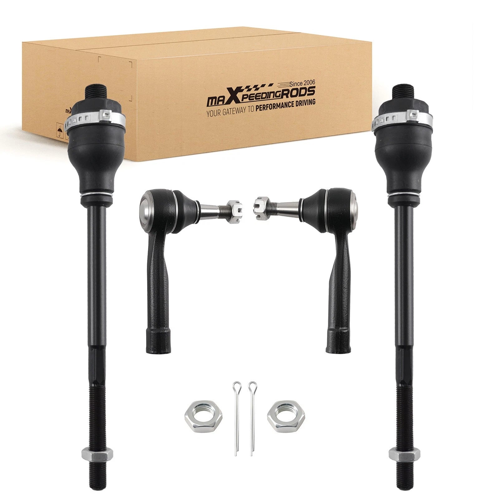 Set of 4 Front Inner Outer Tie Rods for Chevy Silverado Avalanche (1999–2006)