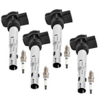 Set of 4 Ignition Coils & Spark Plugs for Audi VW Beetle CC Eos Golf GTI Jetta UF575