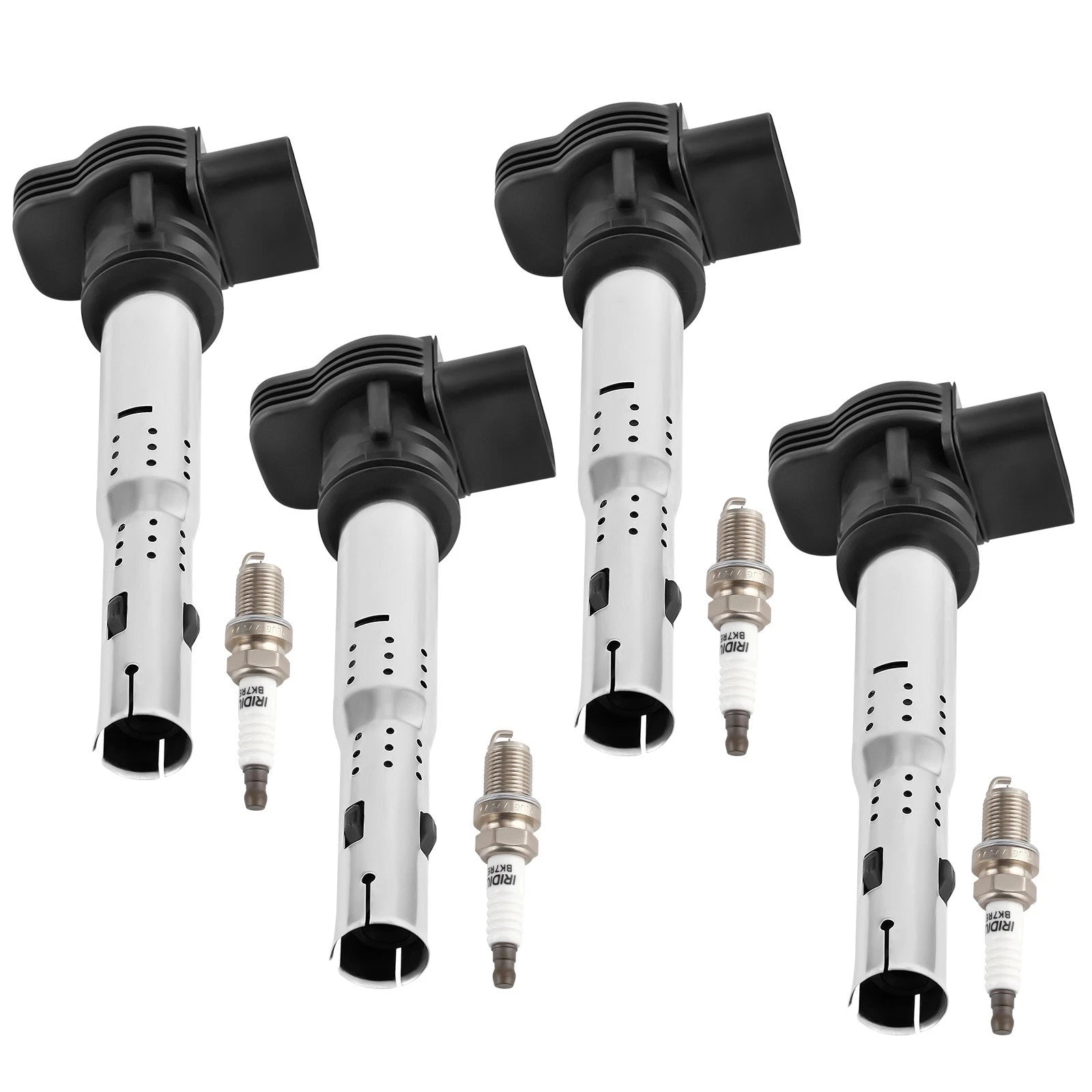 Set of 4 Ignition Coils & Spark Plugs for Audi VW Beetle CC Eos Golf GTI Jetta UF575
