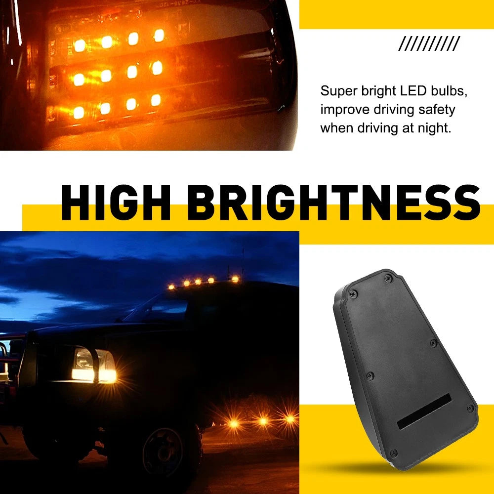 5X Wireless Solar Amber Cab Roof Marker Lights for Ford F-150 F-250