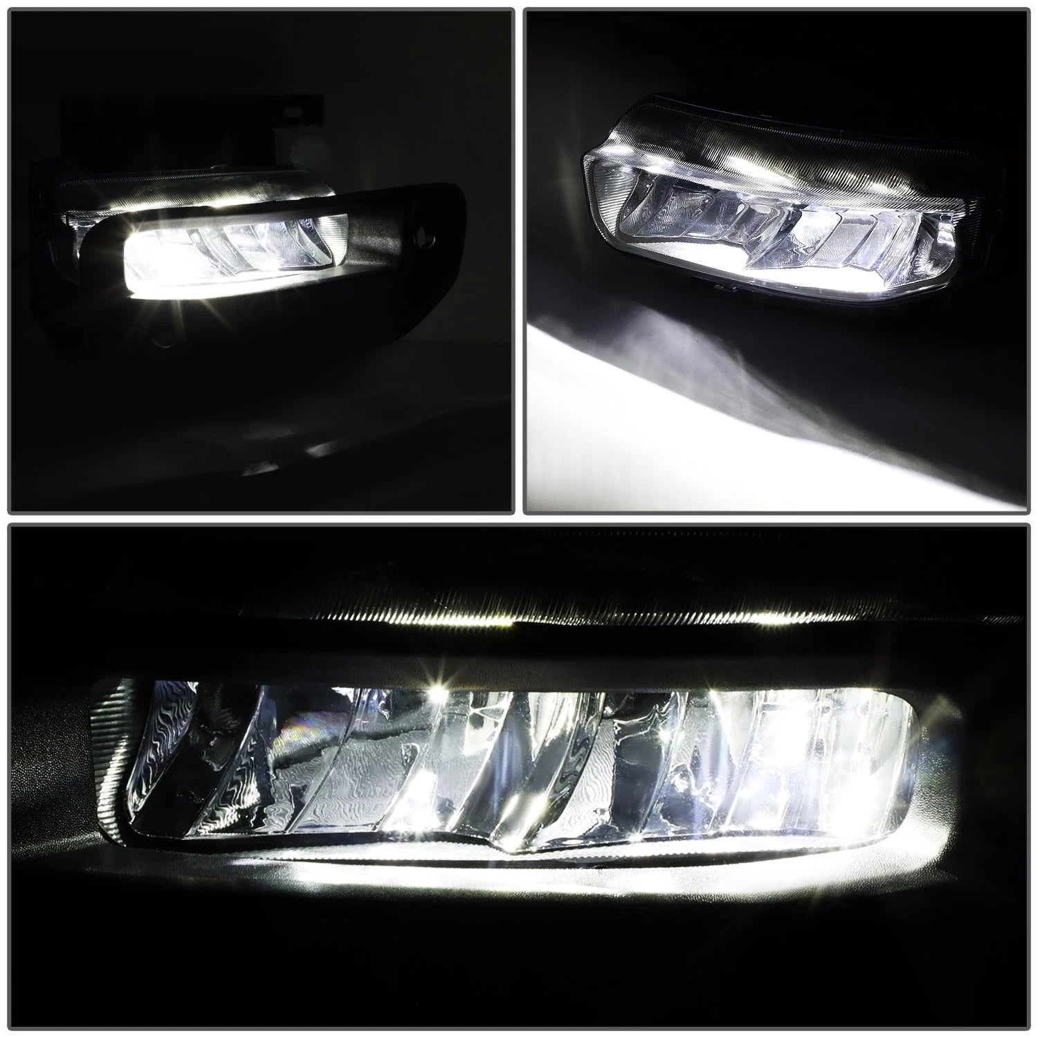 LED Fog Light Lamp Set for Ram 1500 (2019–2021) w/ Bezel Cover + Switch Chrome