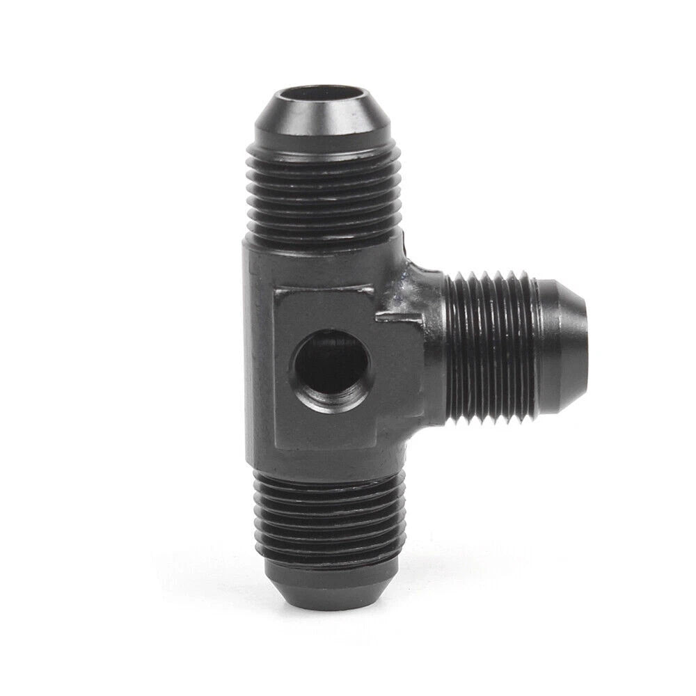 Set of 2 Black 3-Way Tee Hose Fitting Adapter AN6/8/10/12 Male