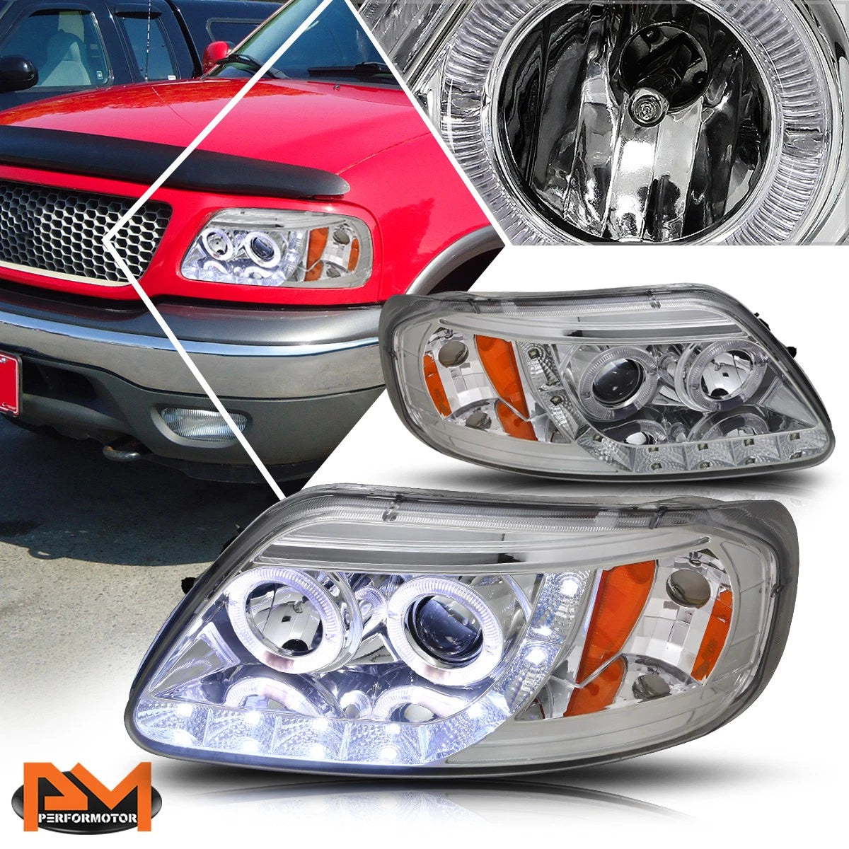 Halo Ring LED Projector Headlight for Ford F150 (1997–2003)