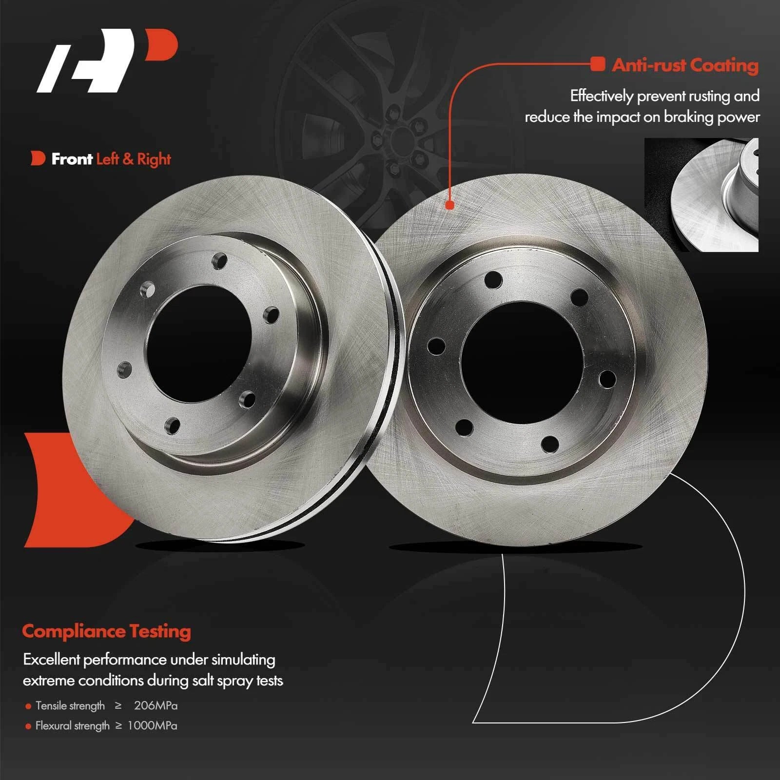 Front Disc Brake Rotors for Ford Ranger Bronco (2021–2023) 311mm