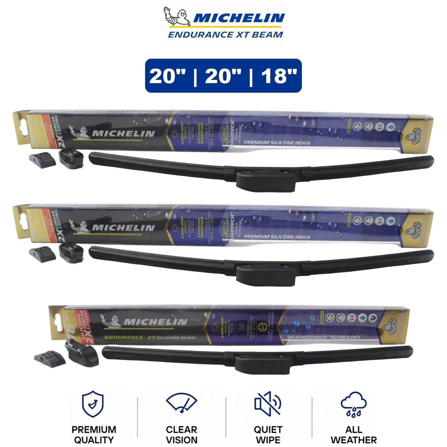 Set of 3 Wiper Blades for Michelin Endurance XT (20"/20"/18")