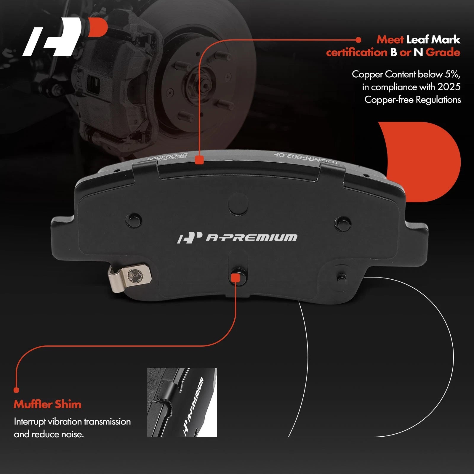 Set of 4 Rear Ceramic Brake Pads for Genesis G80 (2021–2022)