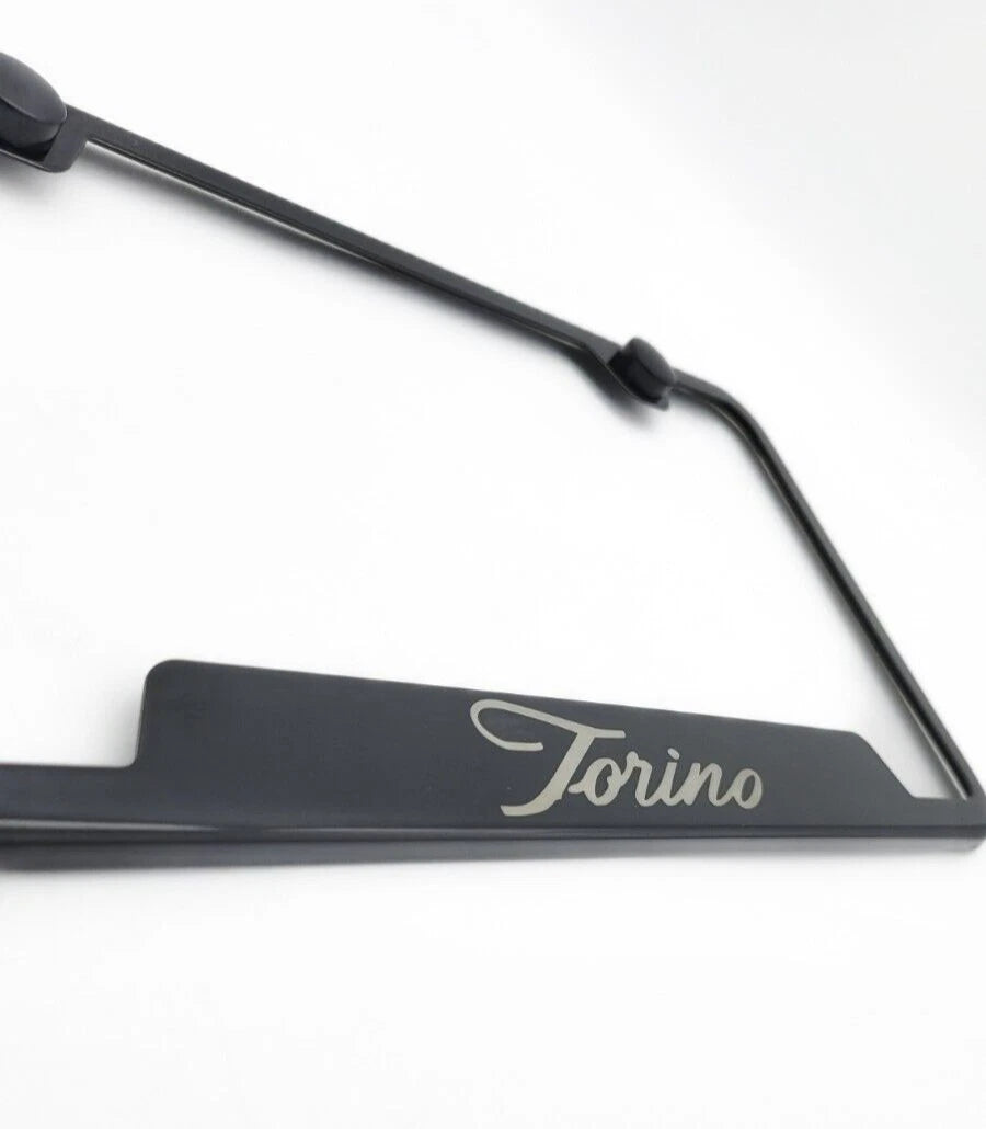 License Plate Frame Black Notched Stainless for Ford Torino (1968–1972)