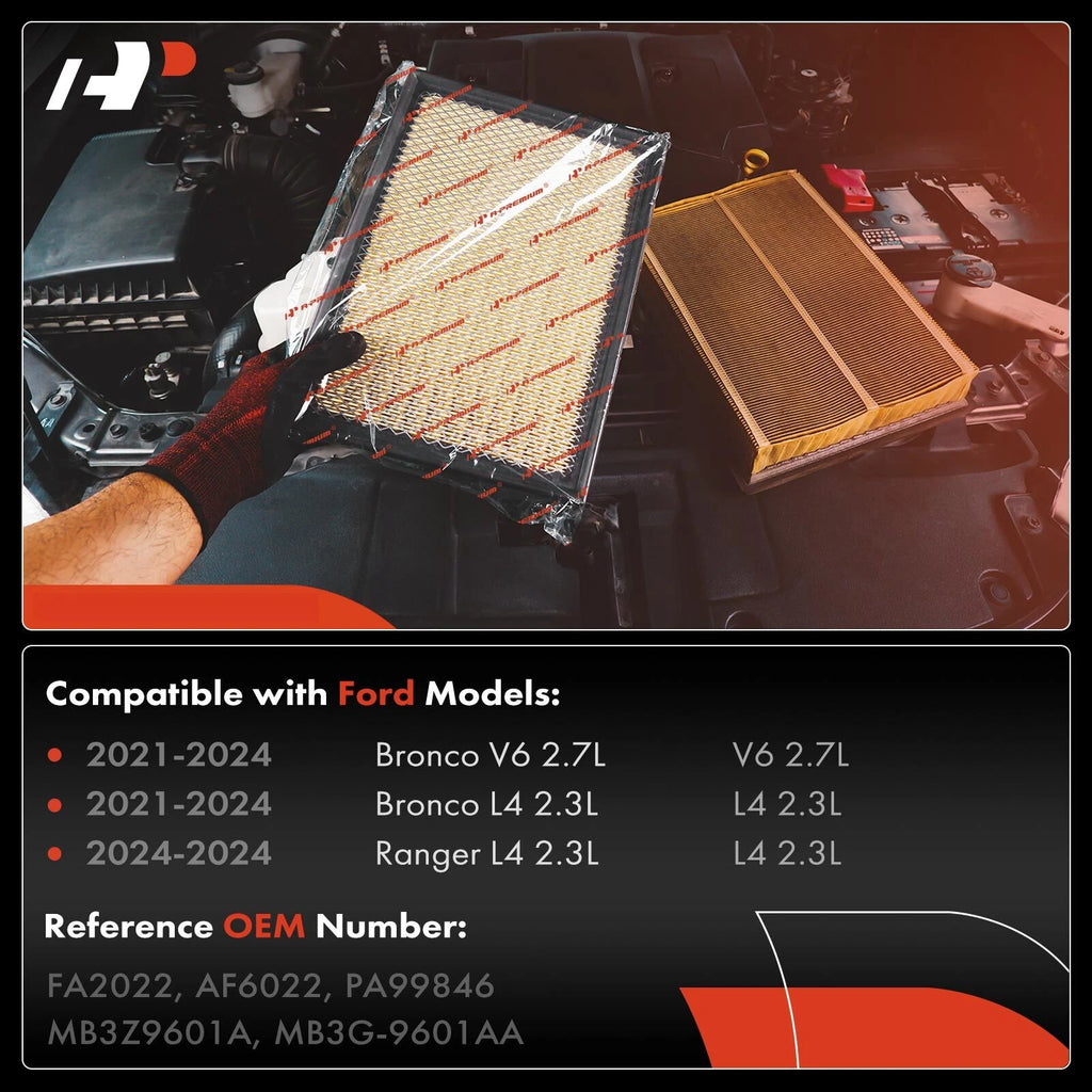 2X Engine Air Filter for Ford Ranger Bronco (2021-2024)