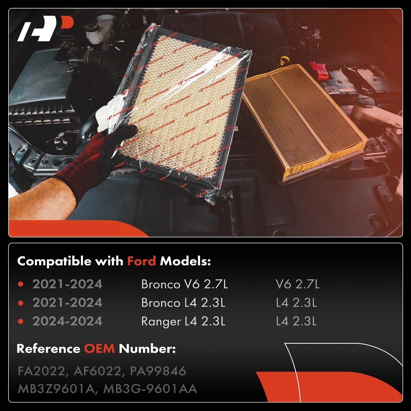 2X Engine Air Filter for Ford Ranger Bronco (2021-2024)