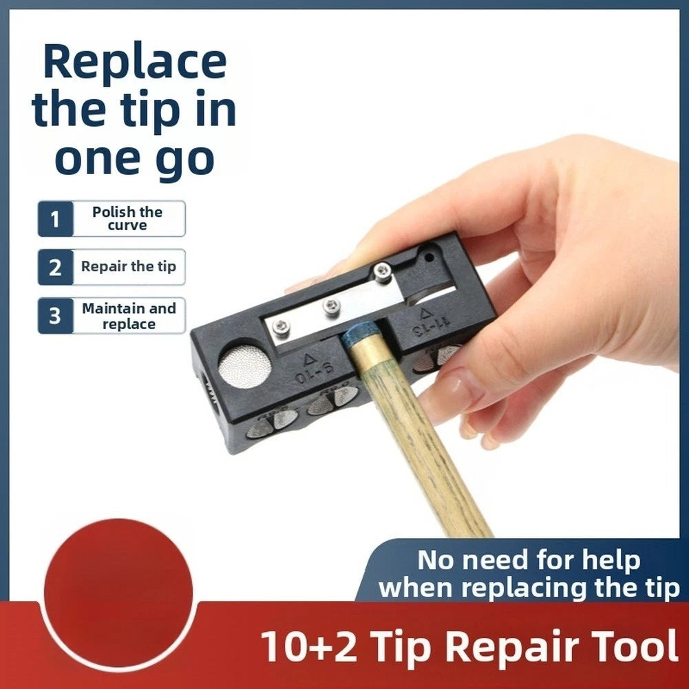 10 in 1 cue tip repair tool for pool cue shaping and grinding