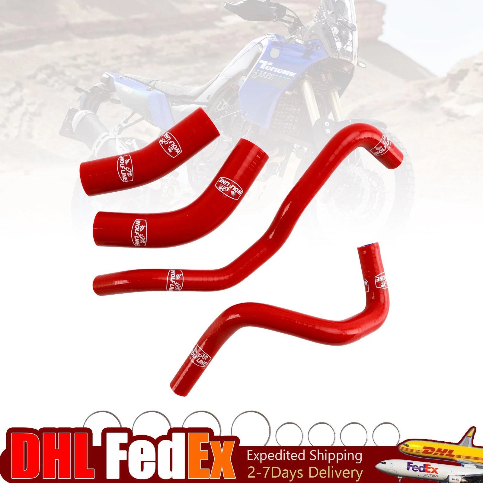 Silicone Radiator Coolant Hose Kit for Yamaha Tenere 700 (2019–2024) Red