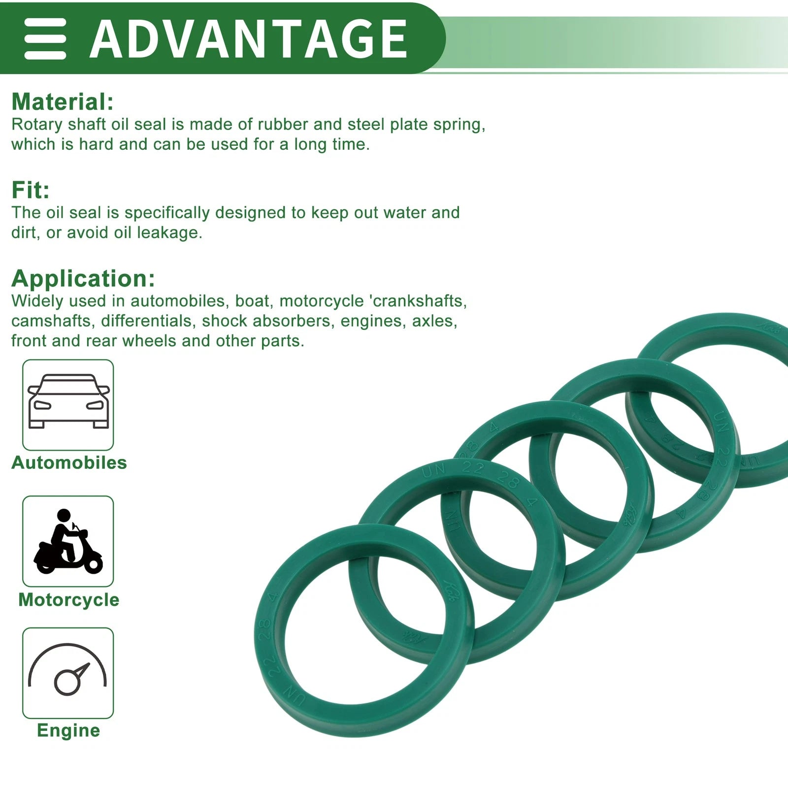 Set of 5 Oil Seal Rotary Shaft Seal 22x28x4mm High Pressure for Various Models
