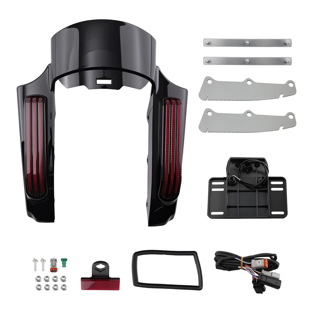 Rear Fender Fascia for Harley Touring (2014–2024) LED Black ABS Brake Light