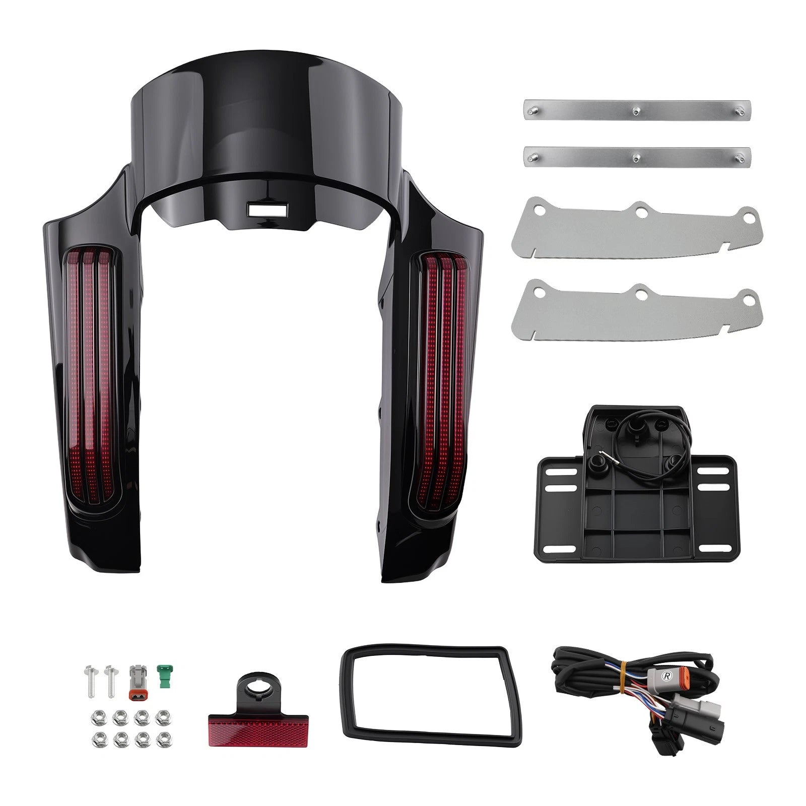 Rear Fender Fascia for Harley Touring (2014–2024) LED Black ABS Brake Light