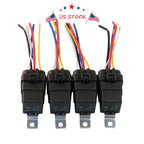Set of 4 Heavy Duty 5 Pin 12V Car Auto Relay Waterproof Socket for Vehicles