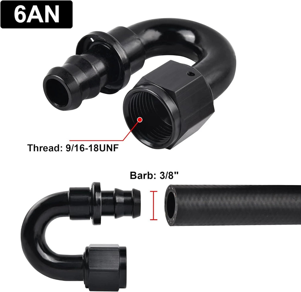180° Push-On Lock Hose Fitting Adapter for AN6 (4PCS) (2019-2020)