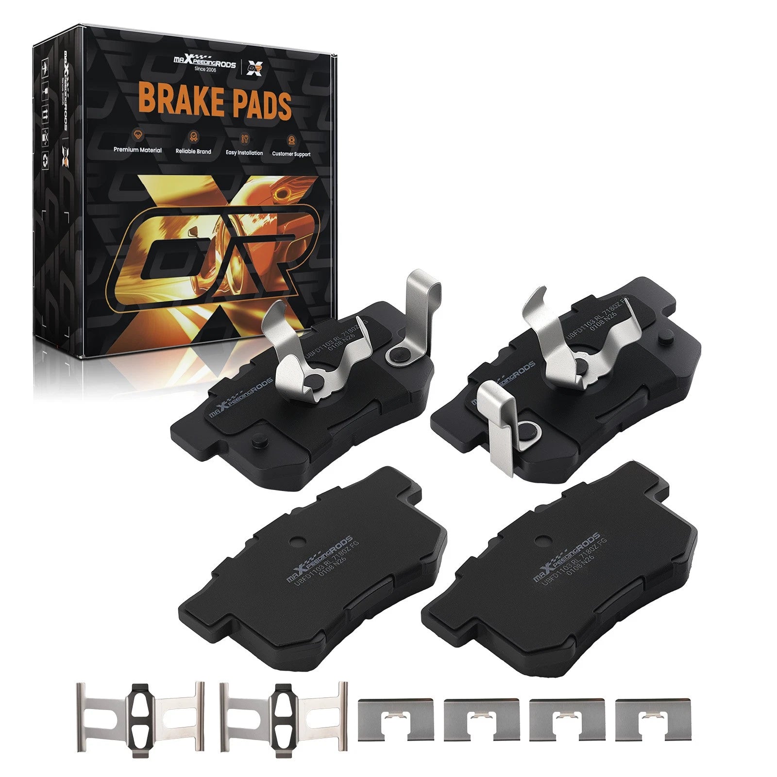 Set of 4 Rear Ceramic Brake Pads for Honda Crosstour/CR-V (2012–2016) D1086