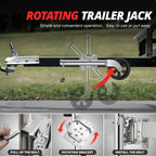 Side Mount Trailer Jack w/Wheel for 1500LBS Capacity (24.2in-35.4in)