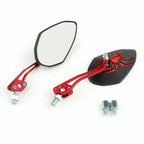 Universal 8mm 10mm Motorcycle Rear View Side Mirror Red (Adj#3ted)